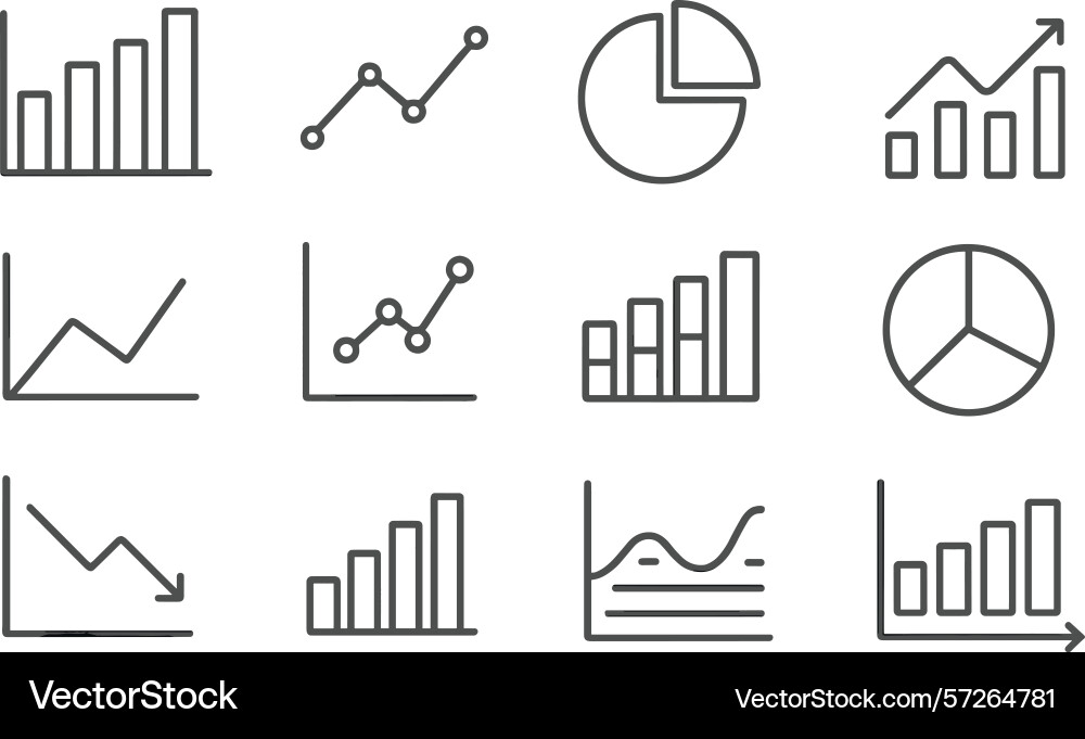 Collection of line graphs and charts representing Collection of line graphs and charts representing vector image