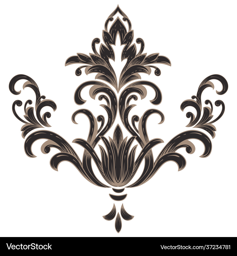 Damask central element isolated Damask central element isolated vector image