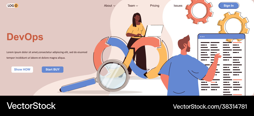 Devops web concept organization or monitoring Devops web concept organization or monitoring vector image
