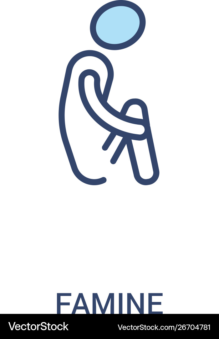 Famine concept 2 colored icon simple line element Famine concept 2 colored icon simple line element Vector Image