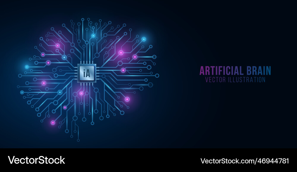 Glowing cyber brain with cpu for neural networks Glowing cyber brain with cpu for neural networks vector image
