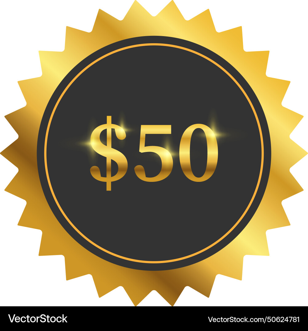 Gold circles with sharp edges and value Vector Image