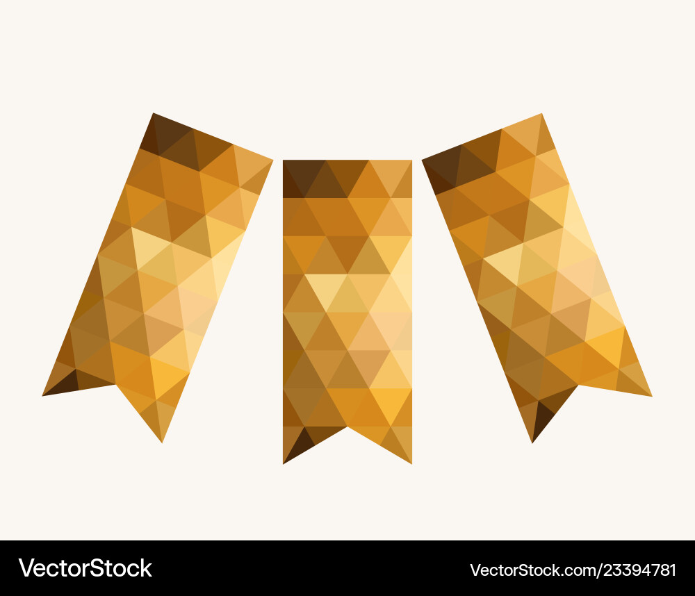 Golden triangular tag waving flag with shadow vector image