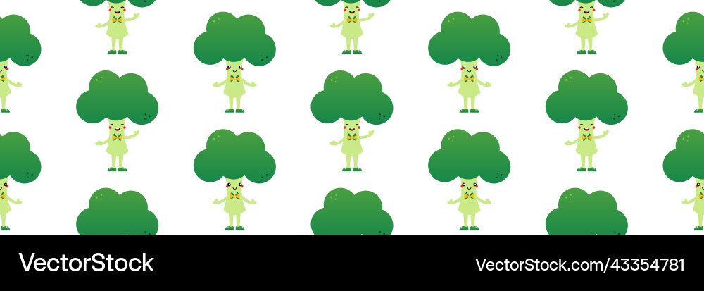 Happy broccoli characters horizontal pattern Happy broccoli characters horizontal pattern vector image