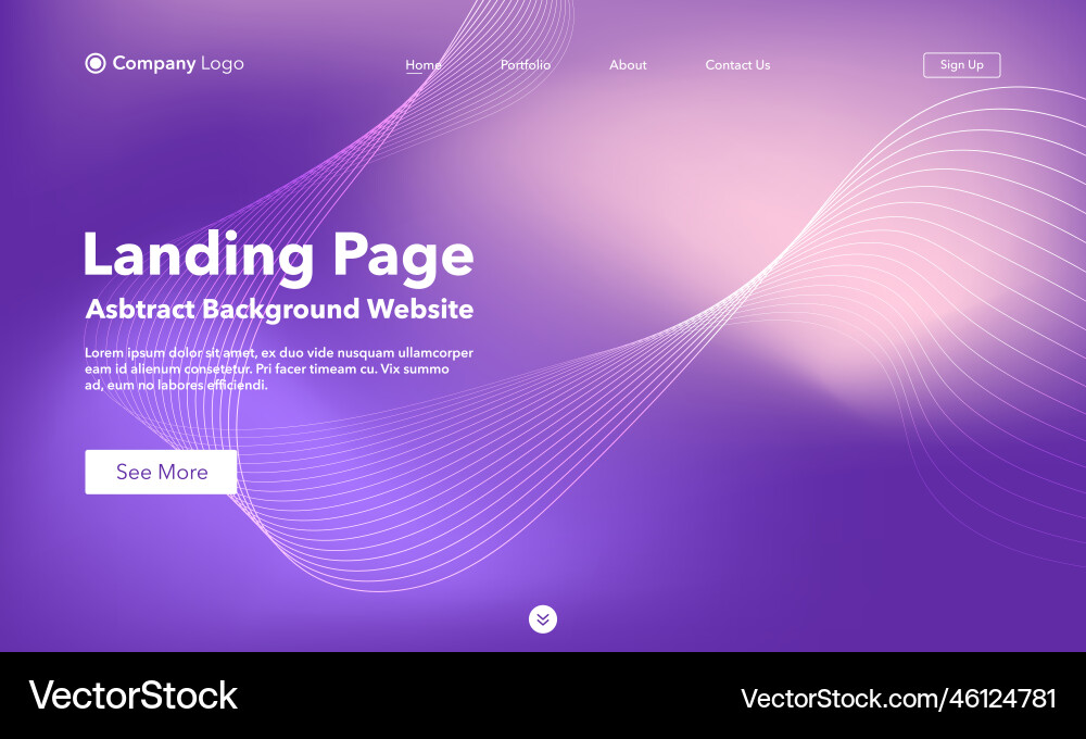 Landing page abstract wave background website Landing page abstract wave background website vector image