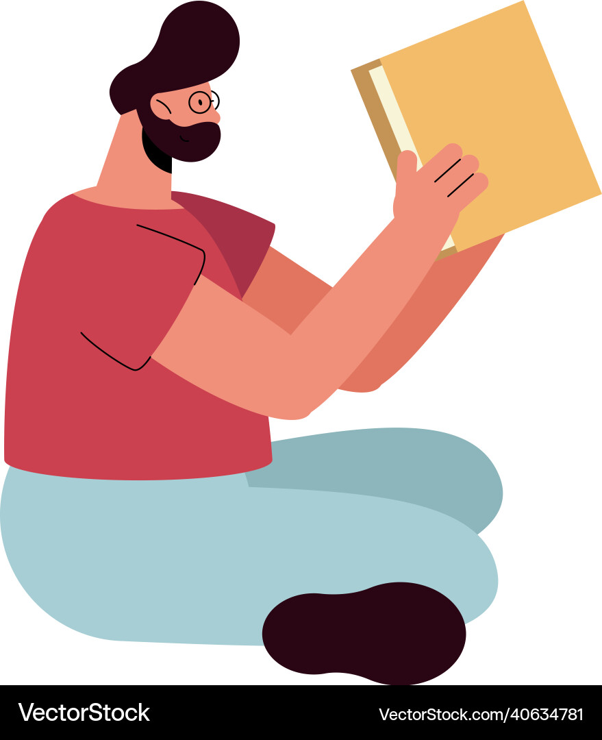 Man seated reading book Vector Image