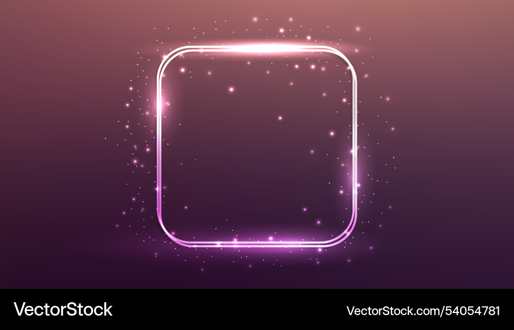 Neon double rounded square frame with shining Neon double rounded square frame with shining vector image