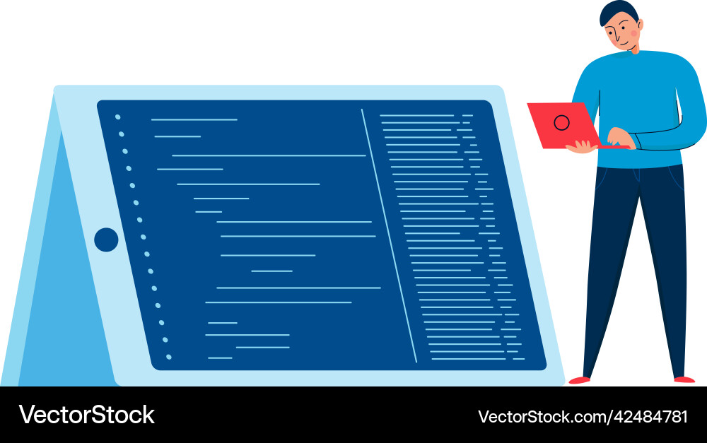 Professional tablet programmer composition Professional tablet programmer composition vector image