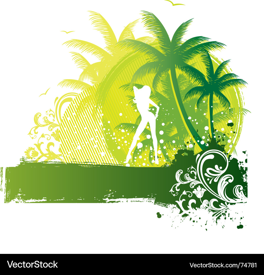 Tropical Palm Beach Scene vector image