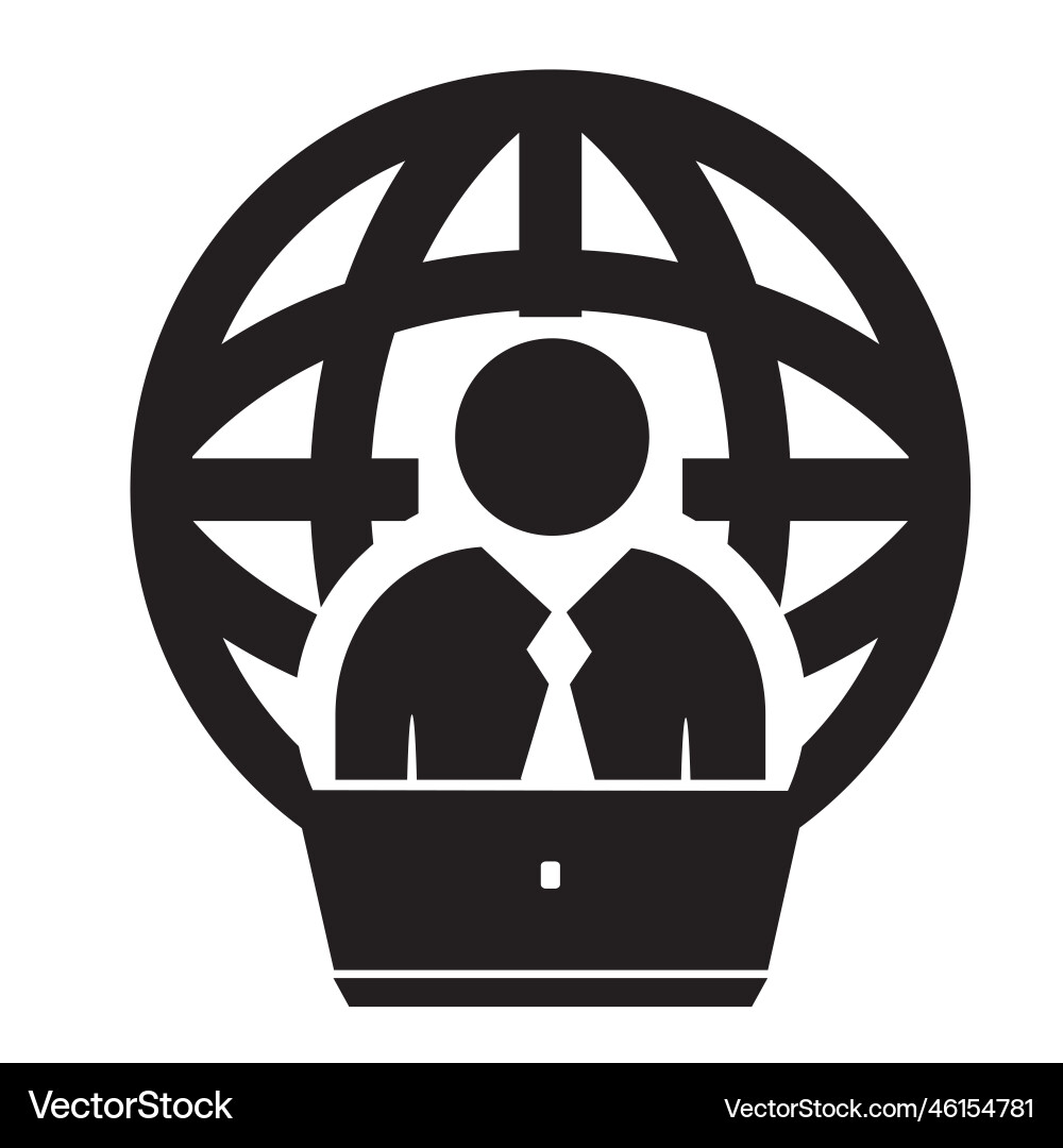 Web icon of a person working at computer Vector Image