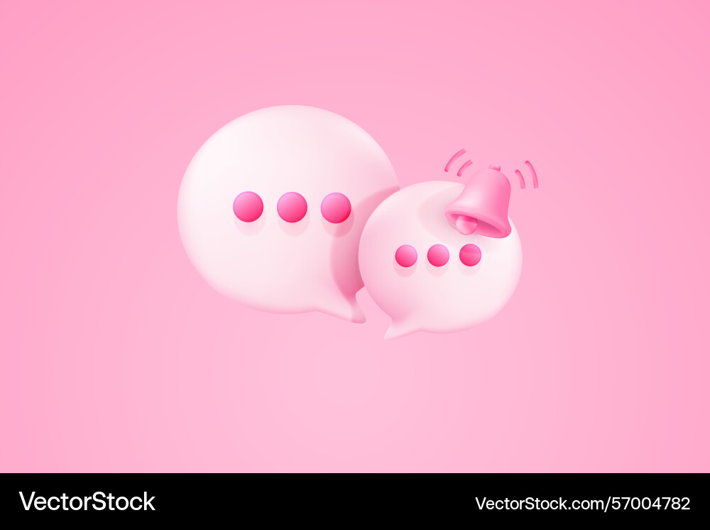 3d minimal notification bell icon with color 3d minimal notification bell icon with color vector image