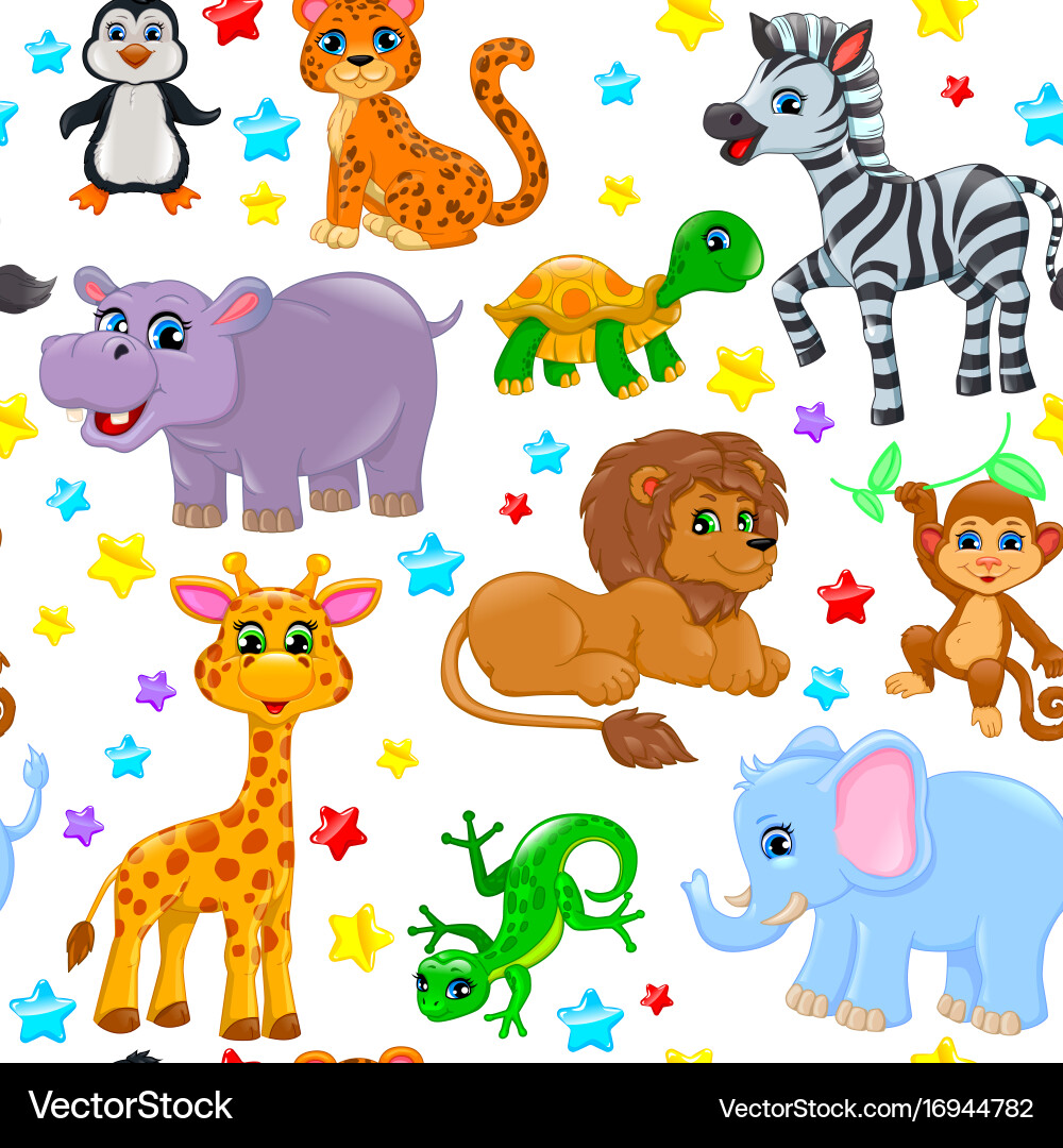 Animal Stars Seamless Pattern Vector Image