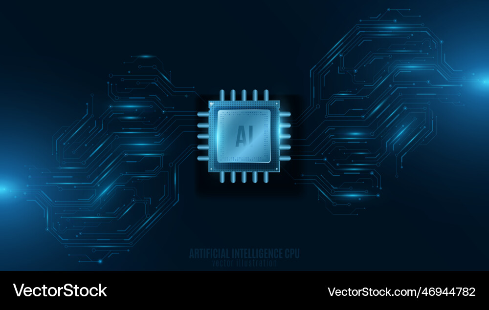 Artificial intelligence cpu with light effects Artificial intelligence cpu with light effects Vector Image