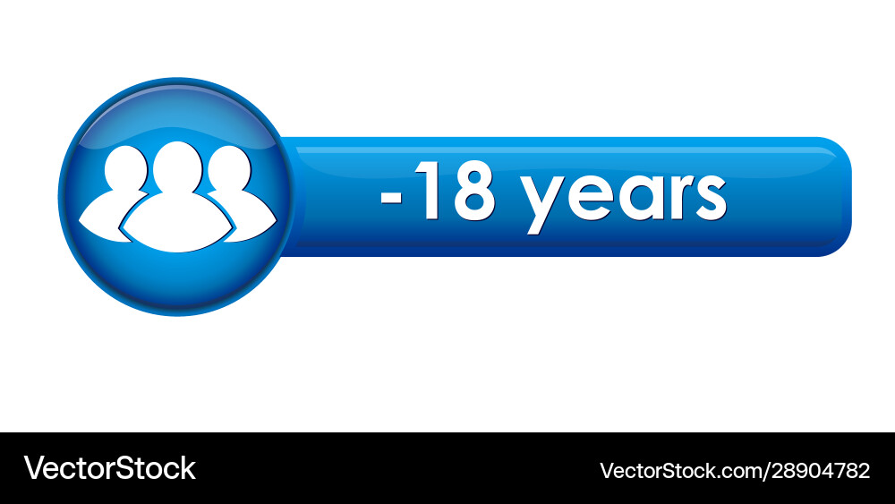 Button with icon and age limit -18 years vector image