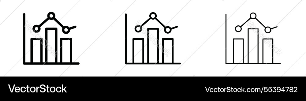 Chart histogram icons in three different stroke Chart histogram icons in three different stroke vector image
