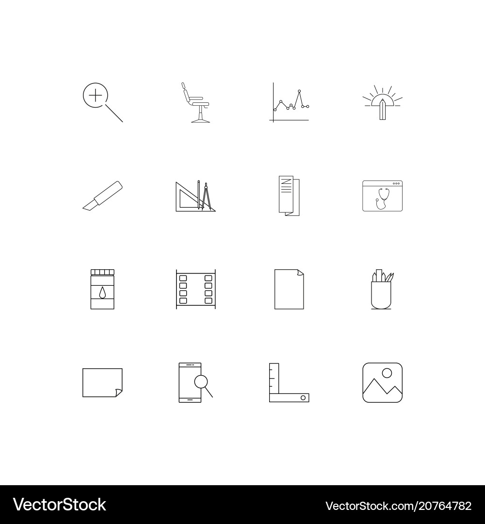 Creative process and design linear thin icons set vector image