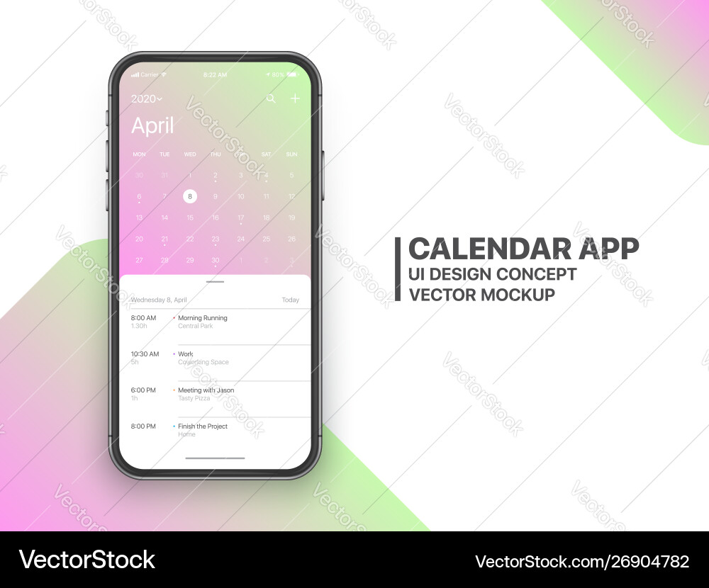 Design calendar app ui ux concept Design calendar app ui ux concept vector image