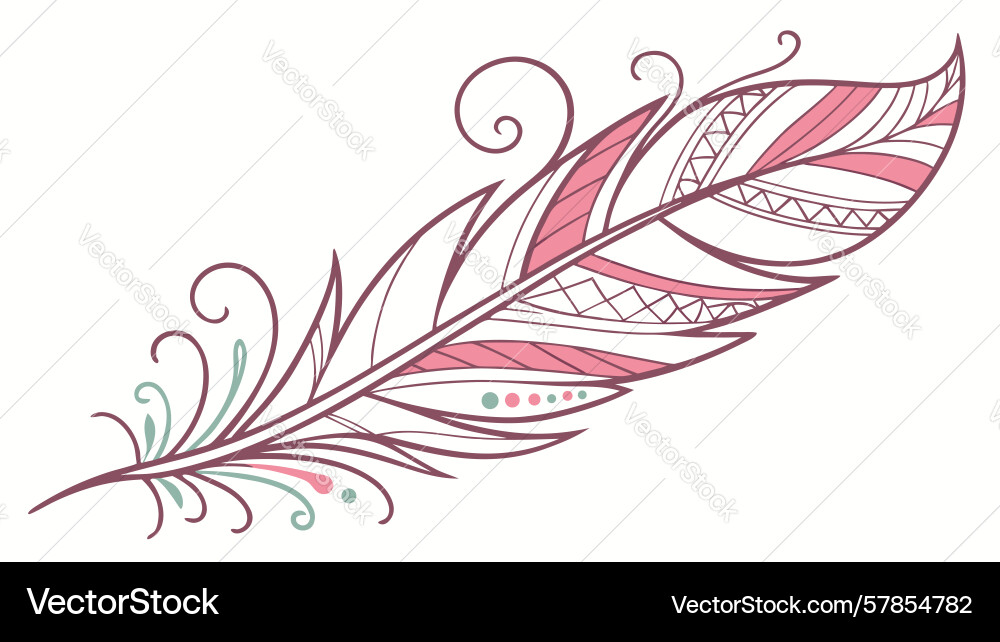 Dynamic stylized feather with flowing lines art Vector Image