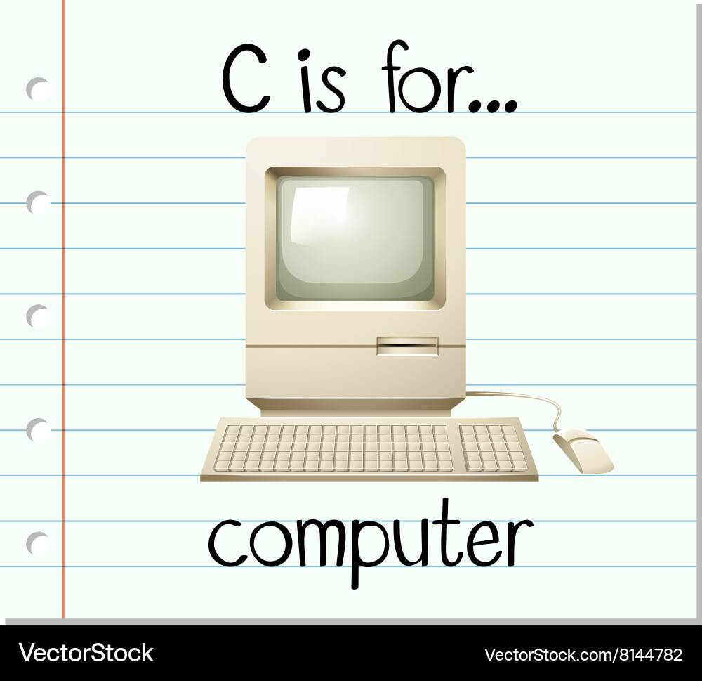 Flashcard letter c is for computer vector image