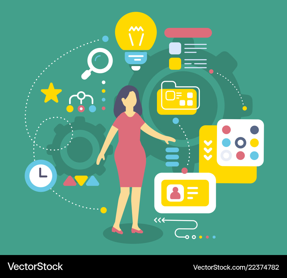 Flat style design of office worker for web site Vector Image