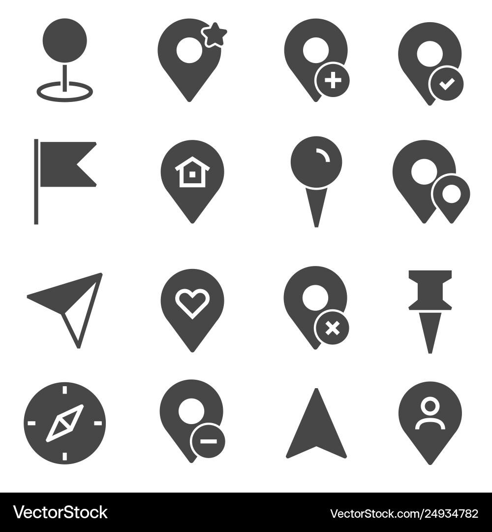 Gray Map Pointer Icons Set vektorbild
