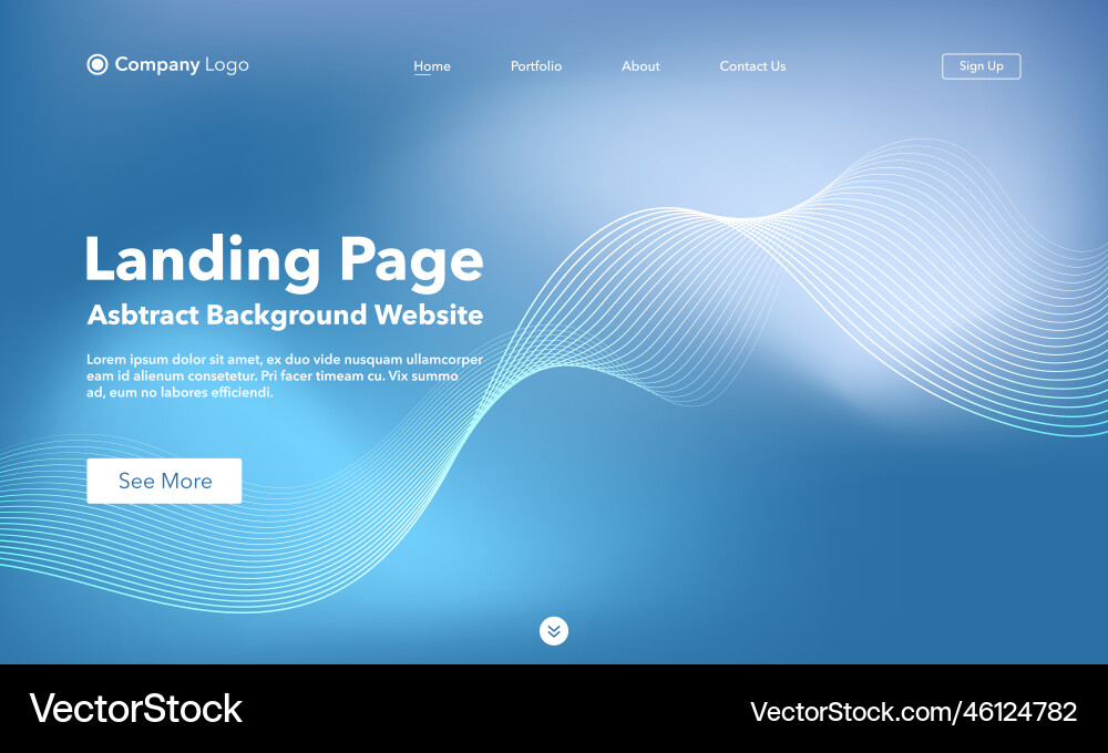 Landing page abstract wave background website Vector Image