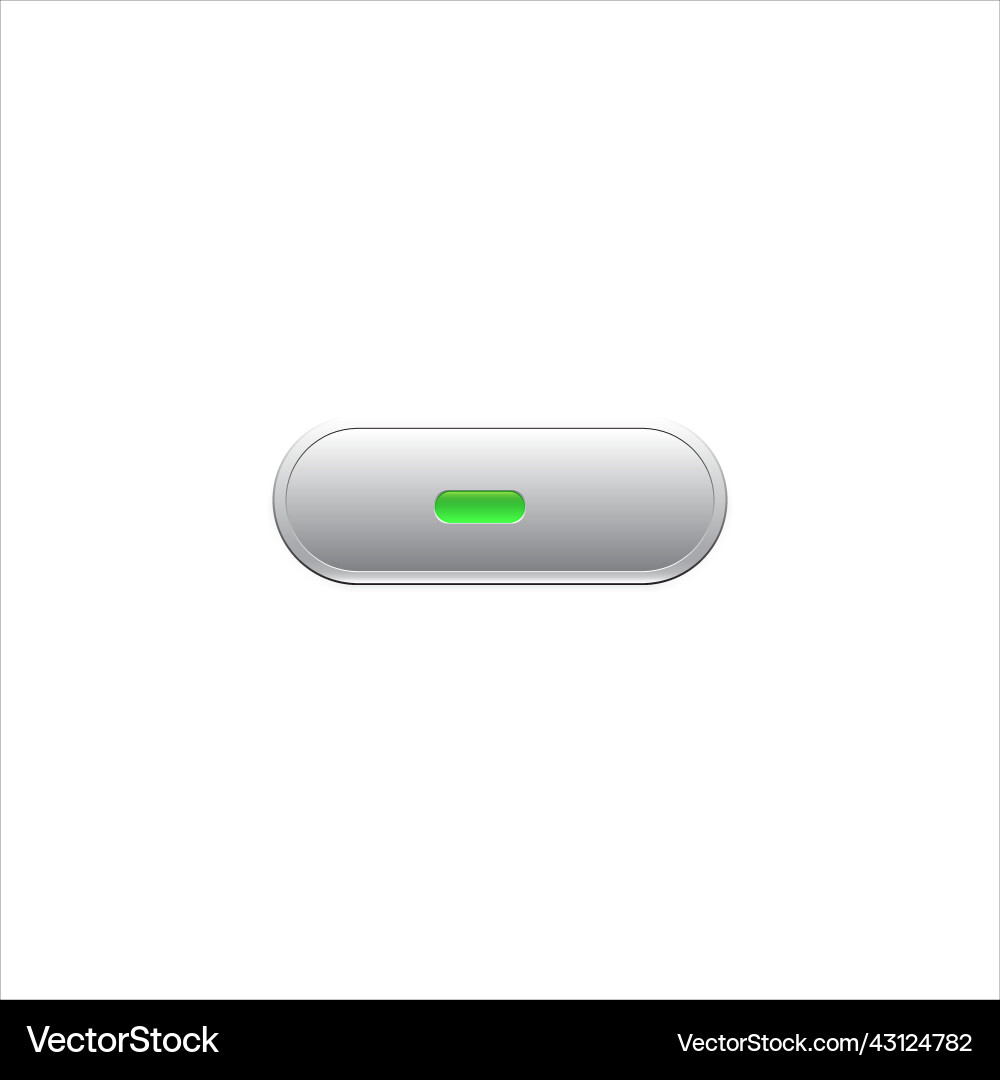 Metallic push button with green led Metallic push button with green led vector image