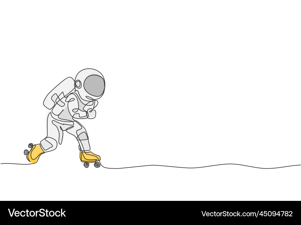 One continuous line drawing of astronaut using One continuous line drawing of astronaut using vector image