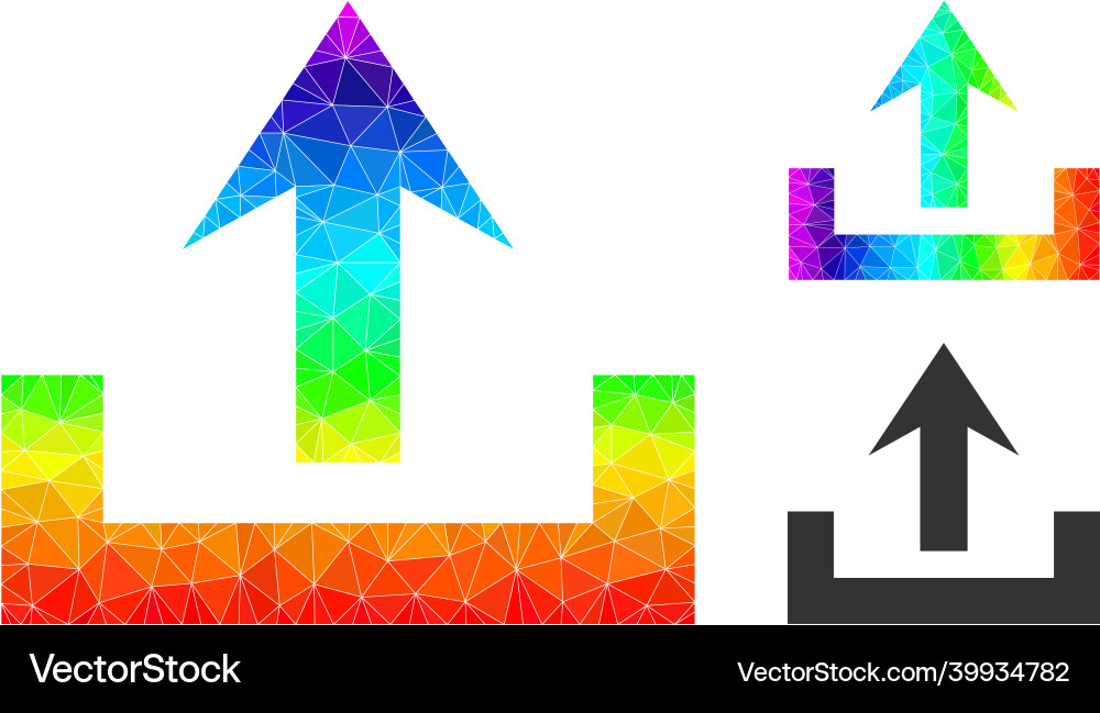 Polygonal upload icon with spectrum Polygonal upload icon with spectrum vector image