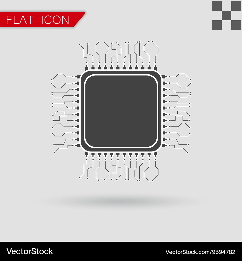 Processor icon flat app web style vector image