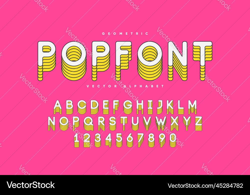 Retro Pop Font Alphabet & Numbers vector image