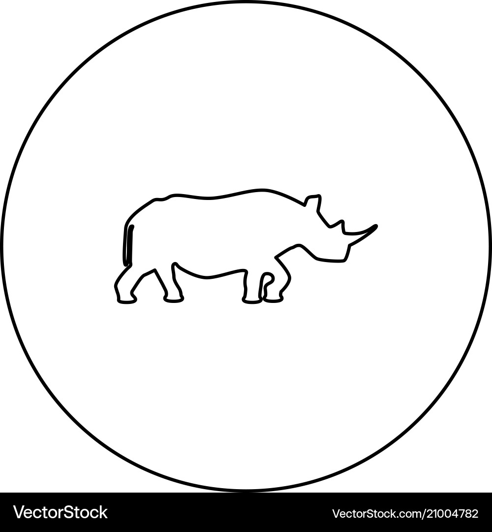 Rhinoceros Icon - Black Outline – Royalty-Free Vector | VectorStock, image size:1000x1080