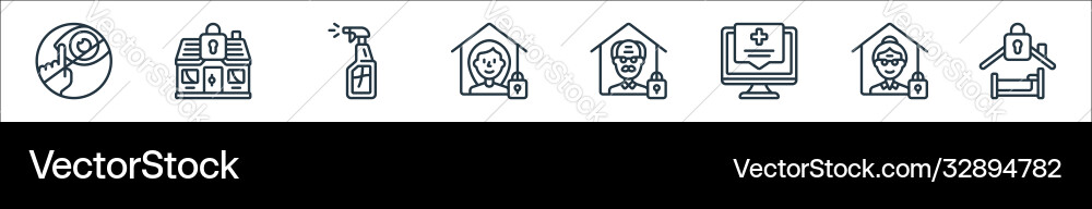 Self isolation line icons linear set quality Self isolation line icons linear set quality vector image