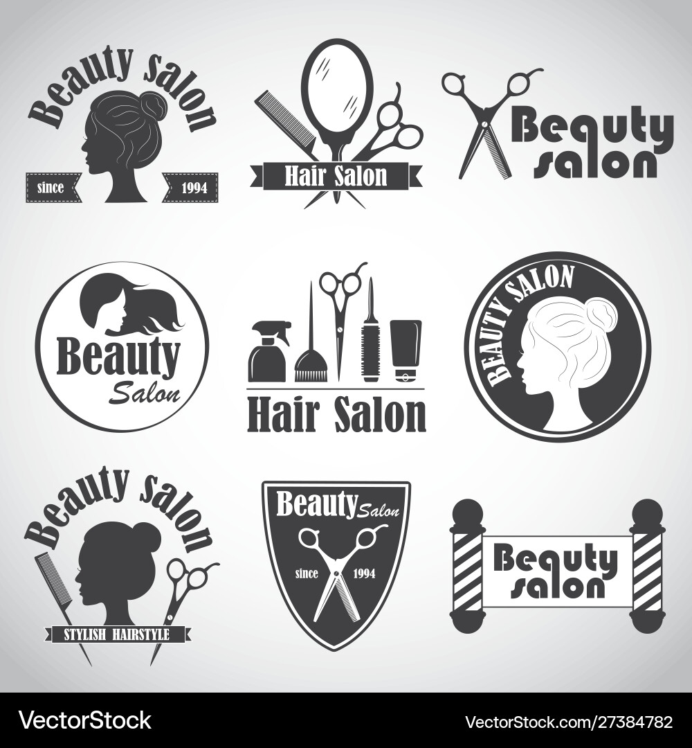 Set emblem label badge logos for hairdressers Set emblem label badge logos for hairdressers Vector Image