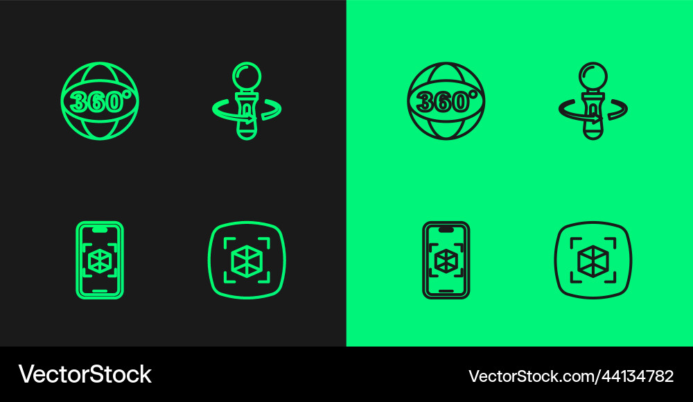 Set line 3d modeling 360 degree view and vr vector image