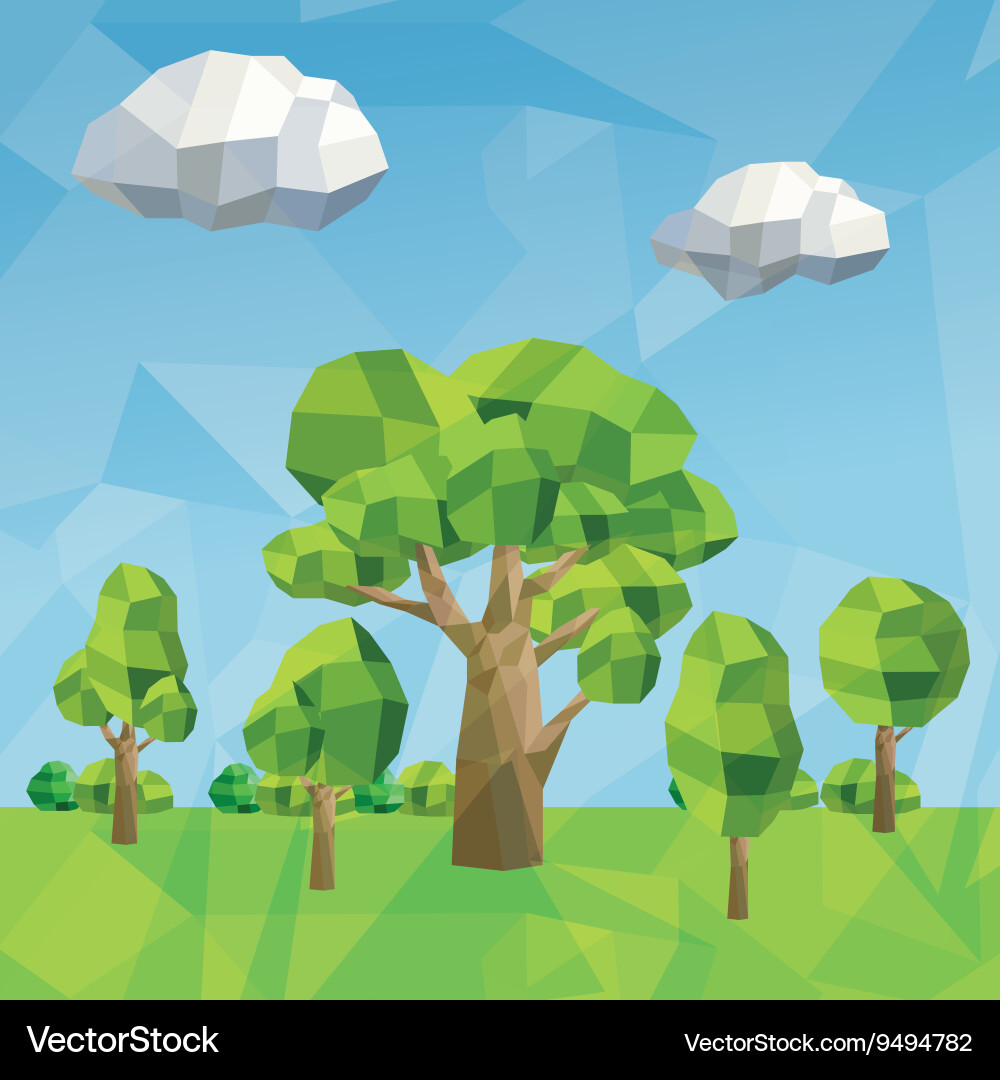 Tree and cloud icon polygonal image Vector Image