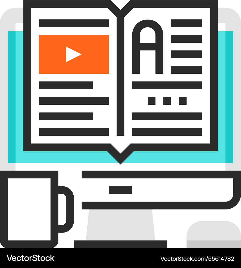 Tutorials flache Linie Web-Icon Konzept Tutorials flache Linie Web-Icon Konzept vektorbild