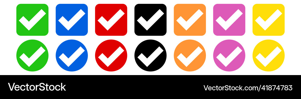 A set of square and circle check mark icons A set of square and circle check mark icons Vector Image