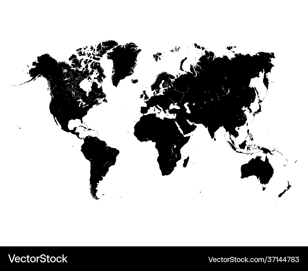 Black World Map Silhouette Vector Image