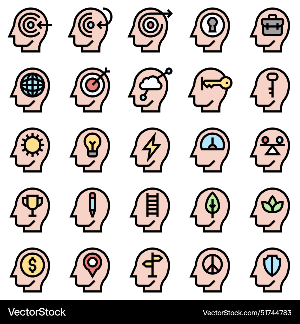 Brain process filled icon set 2 Brain process filled icon set 2 Vector Image
