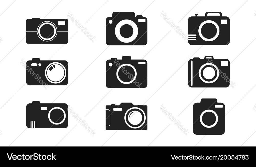 Camera icon set on white background in flat style Vector Image