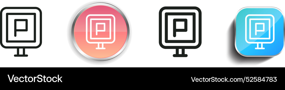 Car park icon thin linear regular and button Car park icon thin linear regular and button vector image
