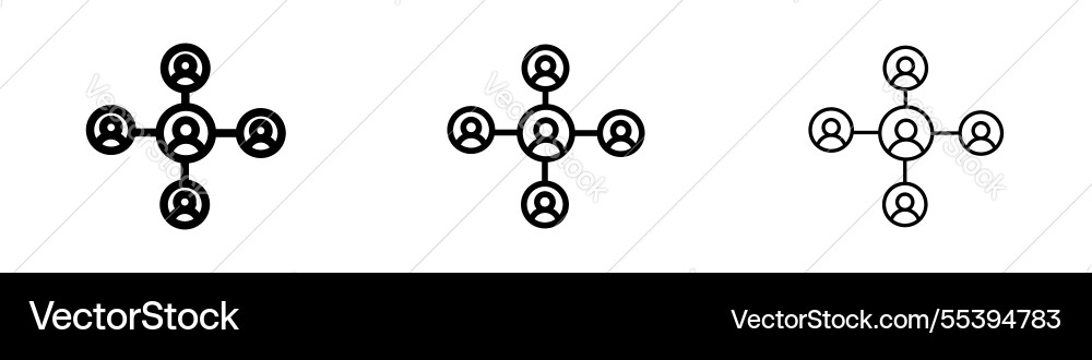 Chart network icons in three different stroke Chart network icons in three different stroke vector image