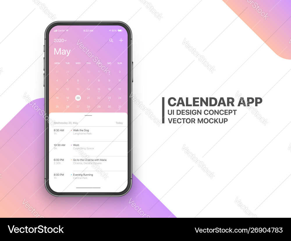 Design calendar app ui ux concept Design calendar app ui ux concept vector image
