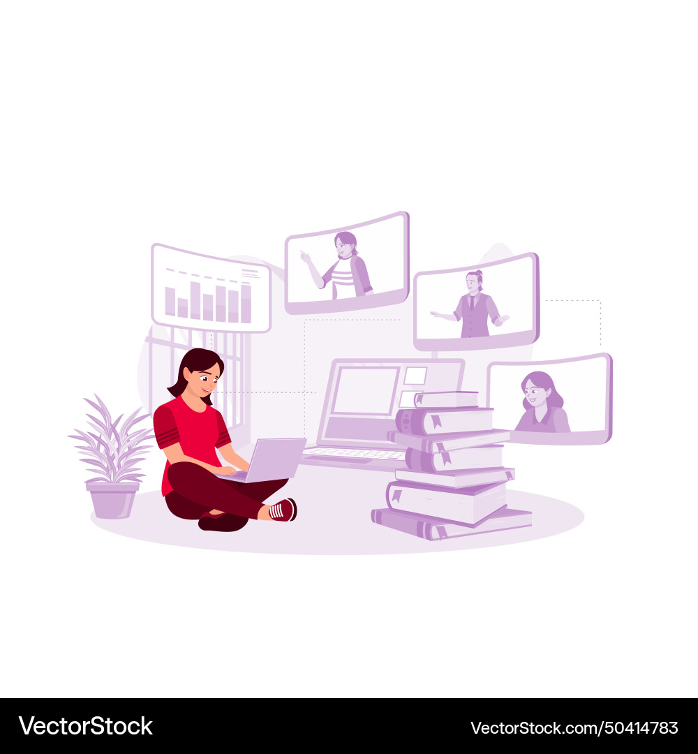 E-learning via virtual applications video Vector Image