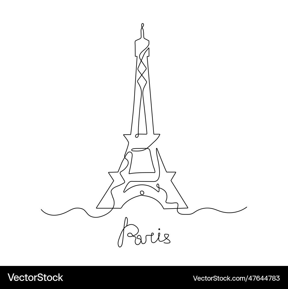 Eiffel tower continuous line concept Vector Image