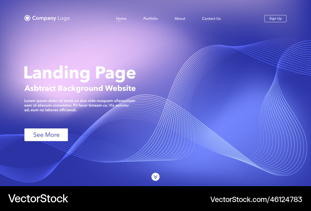 Landing page abstract wave background website Landing page abstract wave background website vector image