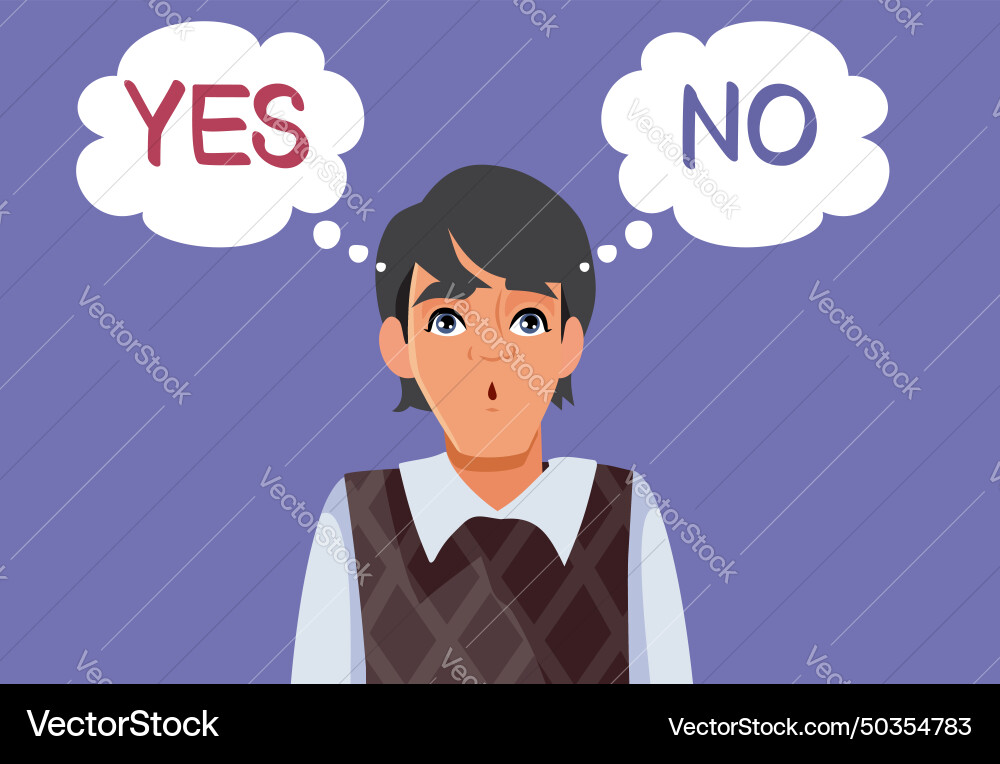 Man deciding in a simple yes or no problem Man deciding in a simple yes or no problem Vector Image