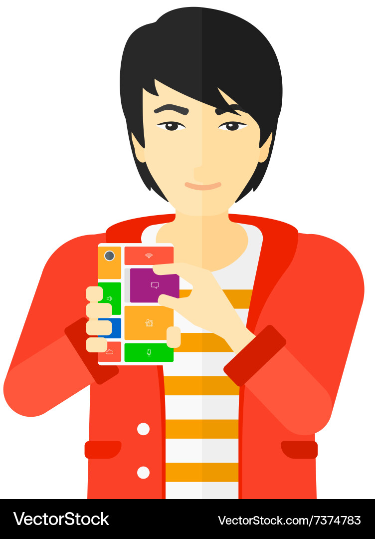 Man with modular phone vector image
