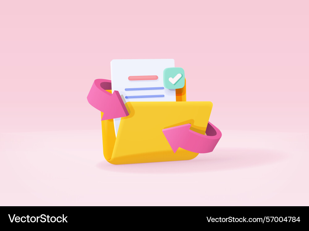 3d file transfer of document in folder 3d file transfer of document in folder vector image